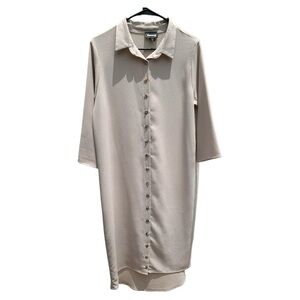 Wukogals Beige Lightweight Textured Shirtdress